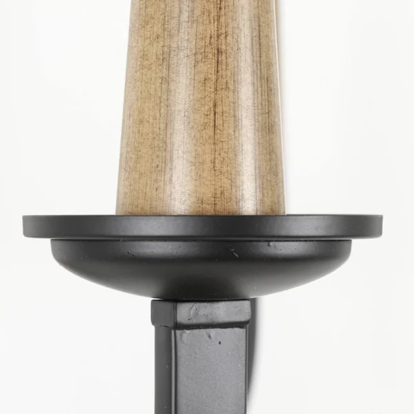 Decor Therapy Rotterdam 6-Light Black Metal and Wood Effect Pendant, 23.82 x 23.82 x 21.57 in
