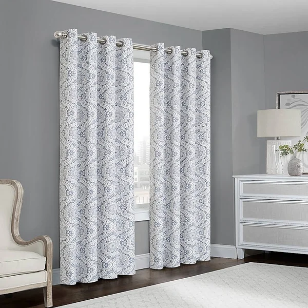 Quinn Medallion Gromet Window Curtain Panel - Navy - Size: 50x22x108x22