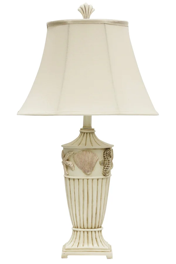 Collective Design 720354120956 Nautical Coastal Starfish - Seahorse, and Seashell Table Lamp, Cream