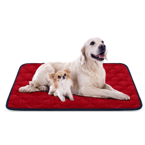 (120cm - Red) - Dog Bed Mat Washable - Soft Fleece Crate Pad - Anti-Slip Matress for Small Medium Large Pets by HeroDog