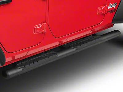 Jeep Wrangler RedRock 4x4 4-Inch Oval Straight Side Step Bars; Textured Black J122290-JL