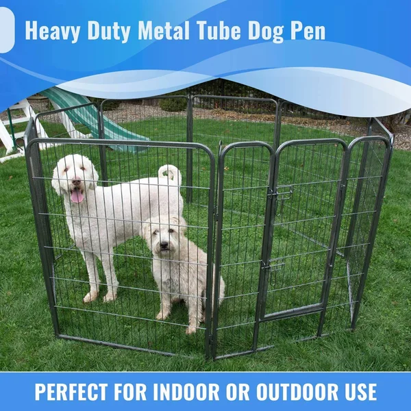 Iconic Pet Heavy Duty Metal Tube Pen Pet Dog Exercise and Training Playpen