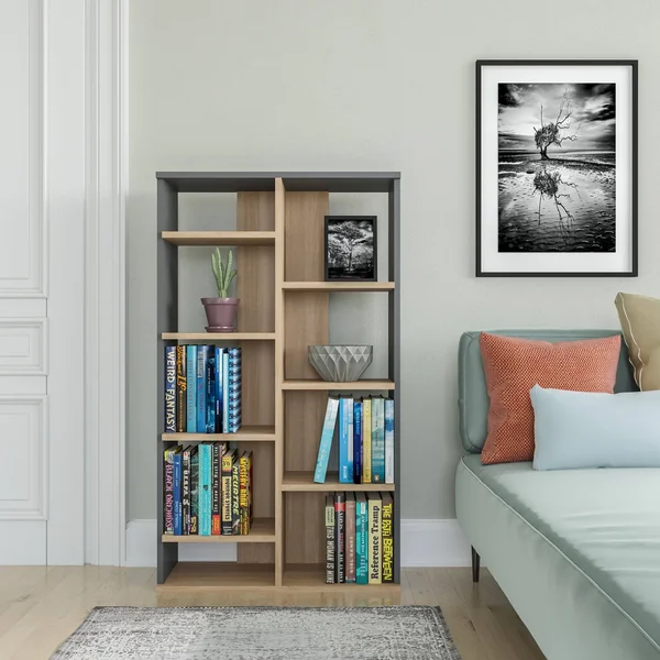 Keota Modern Bookcase - Oak - 48.66'' H x 28.35'' W x 9.84'' D