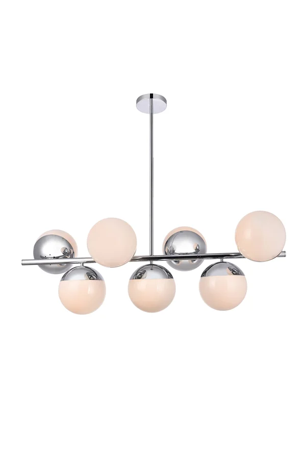 Elegant Eclipse 7-Light Chrome Pendant with Frosted White Glass LD6136C J16X9
