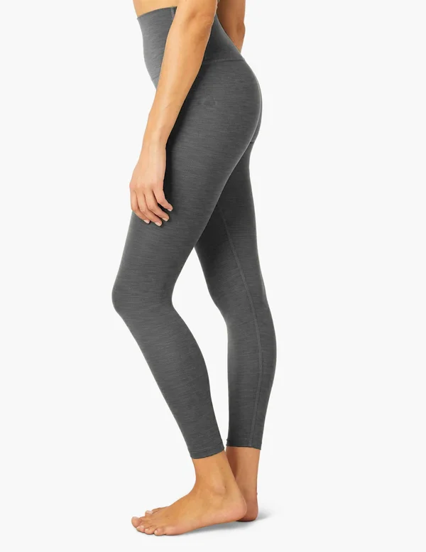 Beyond Yoga Heather Rib High Waisted Midi Legging - Gray - Leggings