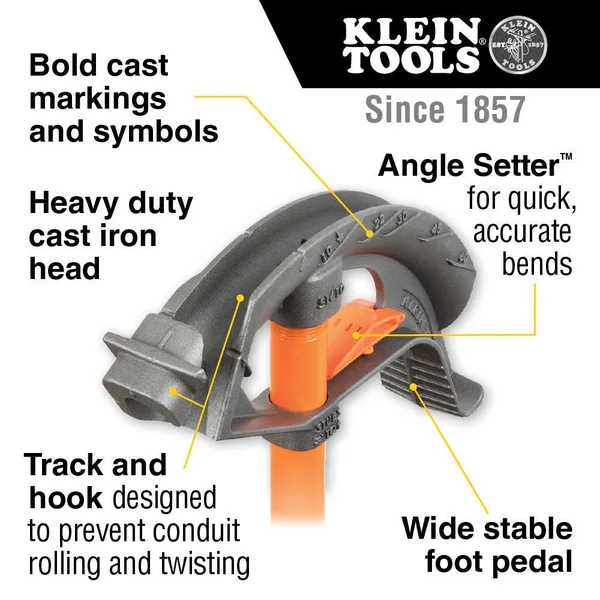 Klein Tools 51604 - Iron Conduit Bender 3/4-Inch EMT with Angle Setter