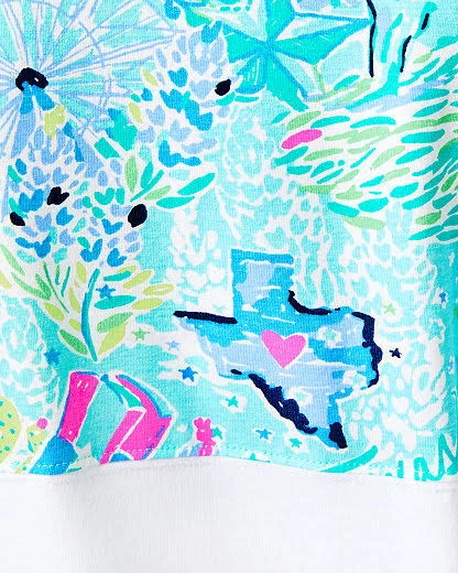 Lilly Pulitzer Womens Finn Top (Bayside Blue Lilly Loves Texas) (Size XXL)