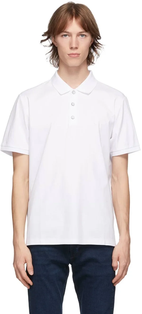 Rag & Bone Interlock Slim Fit Heathered Polo Shirt - White