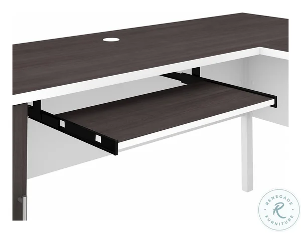 Bush Somerset 72x22 L-Shaped Desk in Storm Gray and White