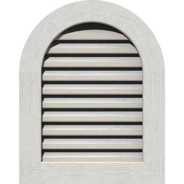 Ekena Millwork GVWRT22X2401RFPWR 22x22W x 24x22H Round Top Gable Vent (27x22W x 29x22H Frame Size): Primed, Functional, Rough Sa