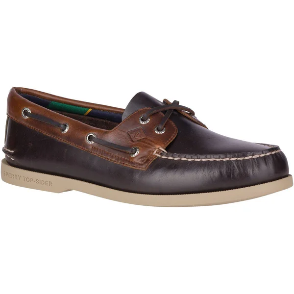 Sperry Top-Sider Men's Authentic Original 2-Eye Plush Varsity Boat Shoe, Size: 8.5, Brown/Tan Leather