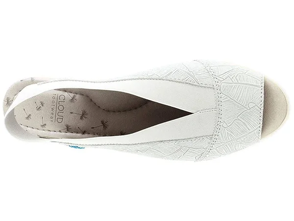 Women's Cloud &Caliber& Peep Toe Leather Sandal - Size 9.5-10US - White