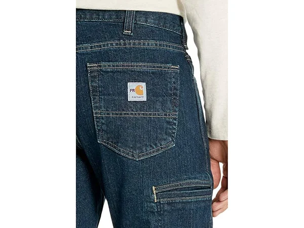 Carhartt Men's Flame Resistant Rugged Flex Jean Relaxed Fit, Deep Indigo Wash, 44x36