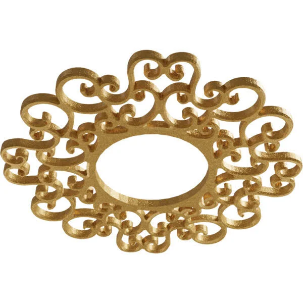 Ekena Millwork CMPP28RESGO 28x22OD x 10 3/4x22ID x 3/4x22P Reims Architectural Grade PVC Pierced Ceiling Medallion, Gold