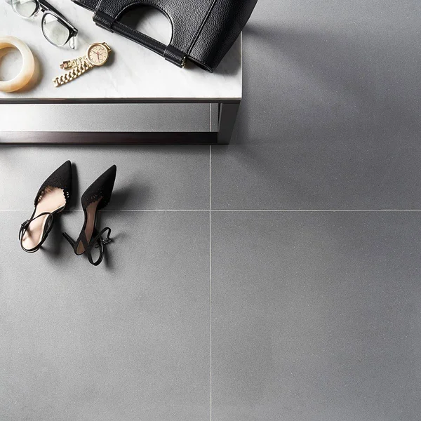 TileBar Terrazzo Italy Dolce Gris 24x24 Honed Marble Tile, Gray, Backsplash, Wall and Floor