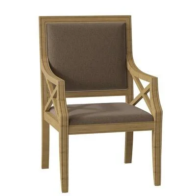 Gramercy Upholstered King Louis Back Arm Chair Fairfield Chair Body Fabric: 9508 Charcoal, Frame Color: Hazelnut