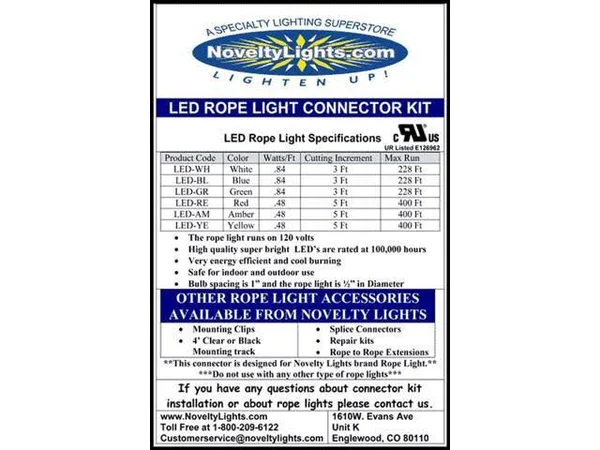Novelty Lights RL-LED-SP Rope Light Spool - Cool White, 150&, Custom Cuttable, 1/2x22 Diameter, 120 Volt, Includes 5 Free Connect