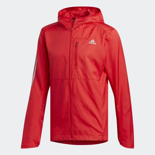 Adidas Own The Run Hooded Wind Jacket Red S - Mens Running Jackets