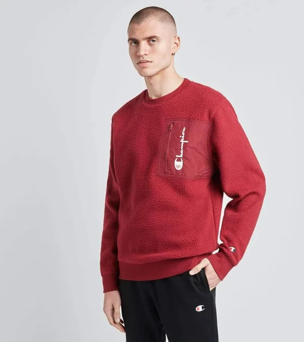 Champion Life Sherpa Crew Men's Clothing Sepia Red : XL
