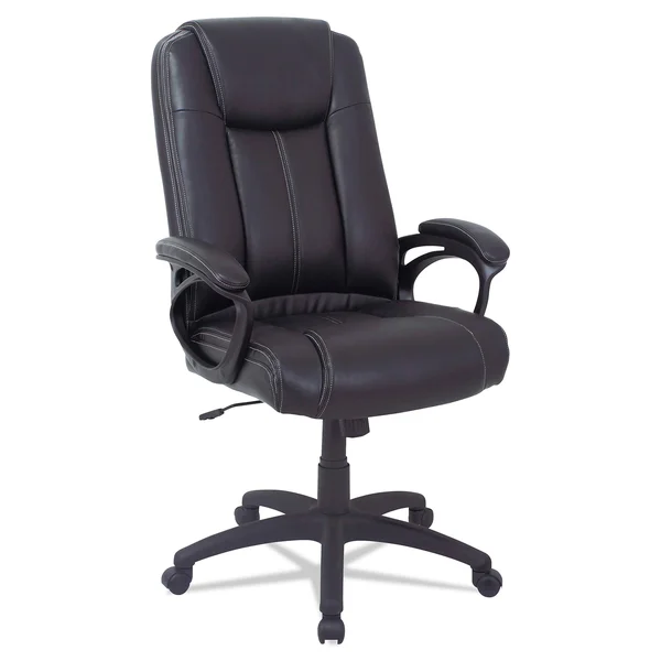 Alera CC Series Black Executive High-Back Leather Chair - 28.38" x 20.88"