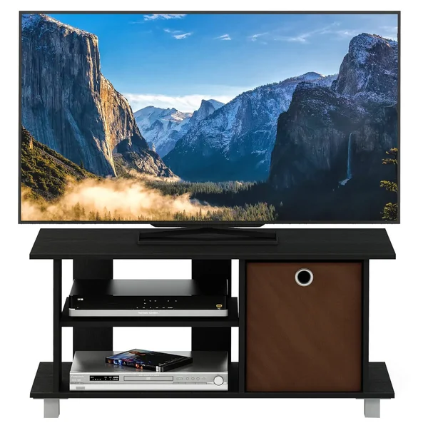 Furinno Simplistic Americano & Medium Brown TV Entertainment Center with Bin Drawers