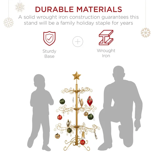 Best Choice Products 3ft Wrought Iron Ornament Display Christmas Tree w/ Easy ASSEMBLY, Stand - Gold