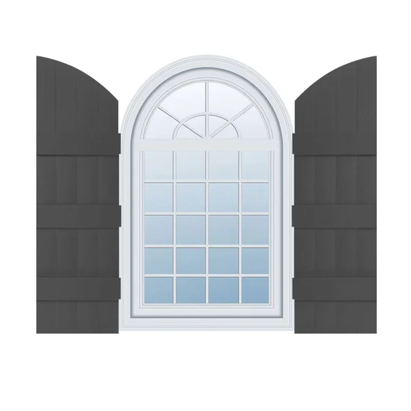14 inchw x 81 inchh (74 inch Low Side) Lifetime Vinyl, Standard Four Board Joined w/ Archtop, Board-n-Batten Shutters, w/Install