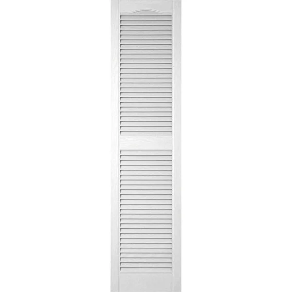 Ekena Millwork LL1S12X06000PG Lifetime Vinyl Standard Cathedral Top Center Mullion with Open Louver Shutters 12x22W x 60x22H Pai