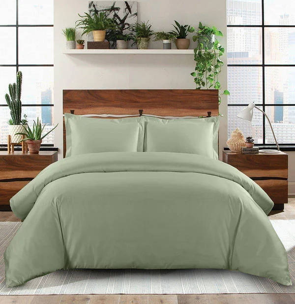Solid 600TC Duvet Cover Set King/Calking, Sage