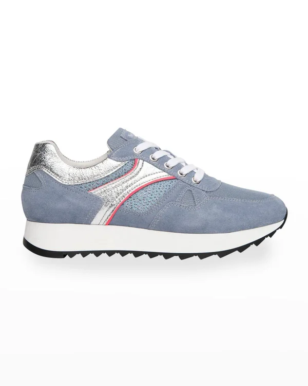 NeroGiardini Metallic Glitter Sneaker, Size 11Us in Light Blue at Nordstrom