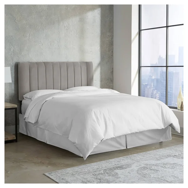 Channel Seam Headboard Queen Velvet Light Gray - Project 62