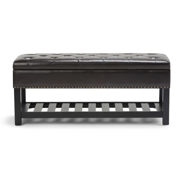 Wyndenhall Riley 43 inch Wide Traditional Rectangle Ottoman Bench - Dove Grey