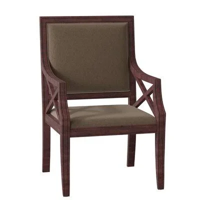 Gramercy Upholstered King Louis Back Arm Chair Fairfield Chair Body Fabric: 3152 Linen - Frame Color: Montego Bay