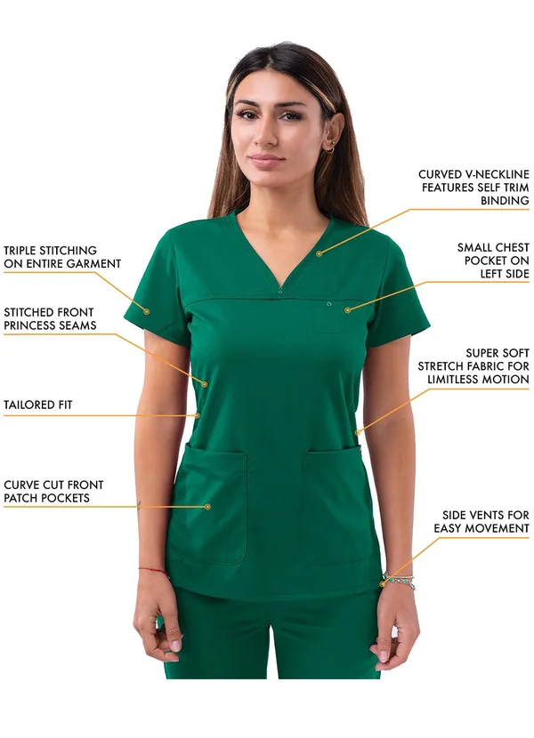 Adar Pro Movement Booster Scrub Set for Women - Sweetheart V-Neck Scrub Top & Yoga Jogger Scrub Pants