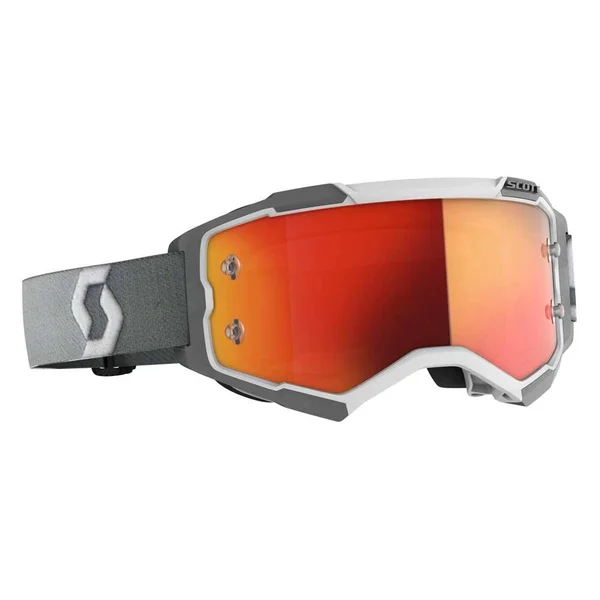 Scott Fury Chrome White/Blue Motocross Goggles - White-Blue