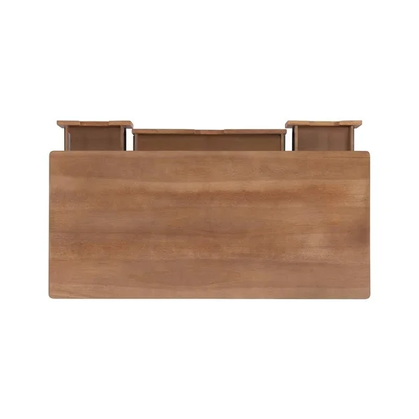 Linon Luca Rattan Wood Desk in Natural - CYMX2133