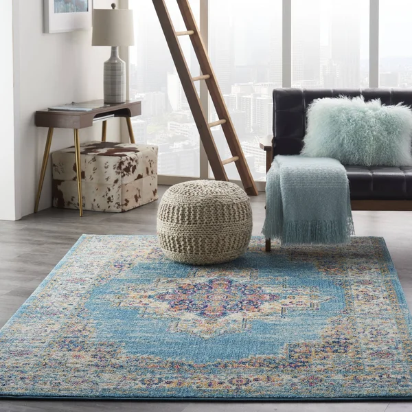 Nourison Passion Light Blue Area Rug - Size: 8& x 10&