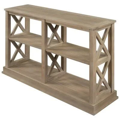 Console Table with 3-Tier Open Storage Spaces and “X” Legs - Narrow Sofa Entry Table for Living Room, Entryway and Hallway Longsh