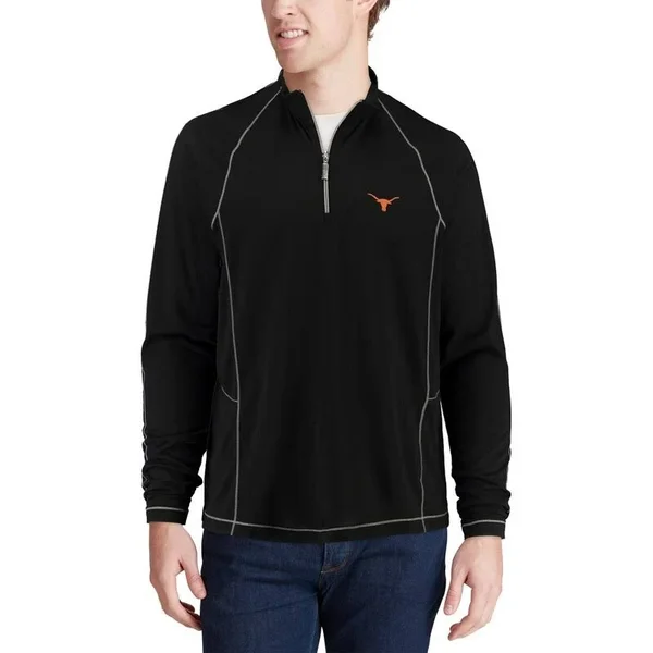 Tommy Bahama Texas Longhorns Black Goal Keeper Raglan Quarter-Zip Pullover Jacket Size: Large