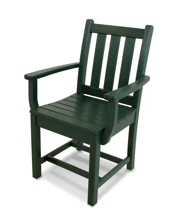POLYWOOD Green Traditional Garden Dining Arm Chair, 17" x 17" x 16.5"