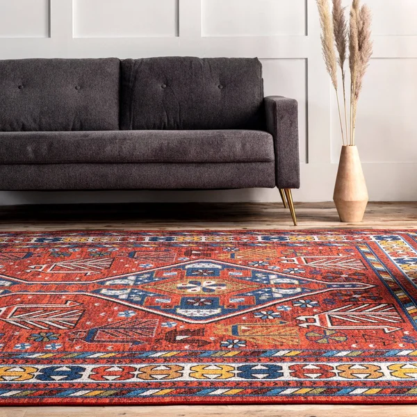nuLOOM Maya Tribal Motif Area Rug - 5& 5x22 x 8& - Rust