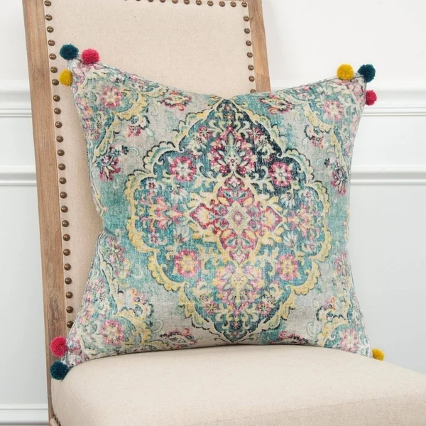 Rizzy Home Decorative Downfilled Throw Pillow Medallion 20x22x20x22 Pink