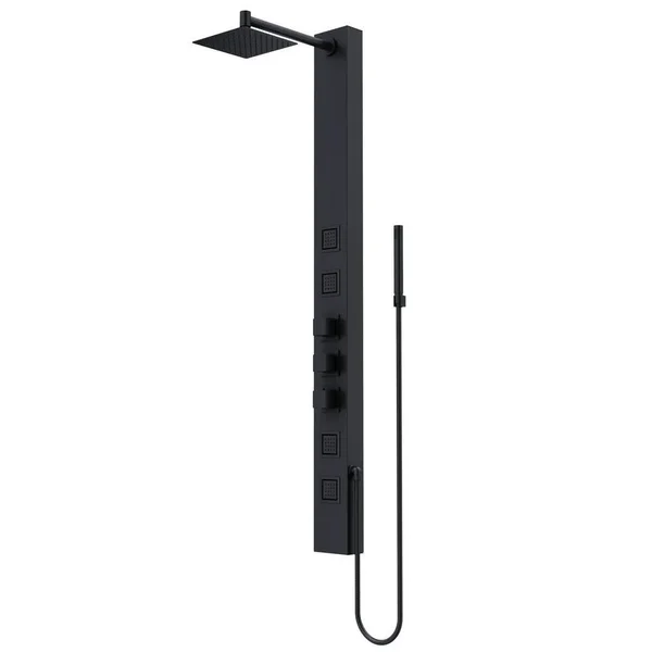 Vigo Sutton 5 in. Square Spray Head Waterfall Shower Massage Panel (Matte Black)