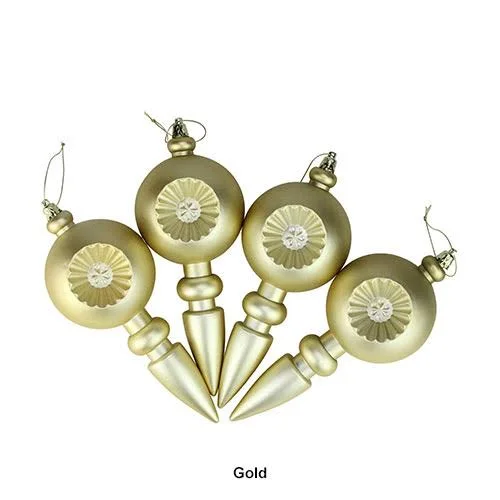 Dak 4ct Matte Burgundy Retro Reflector Shatterproof Christmas Finial Ornaments 7.5x22