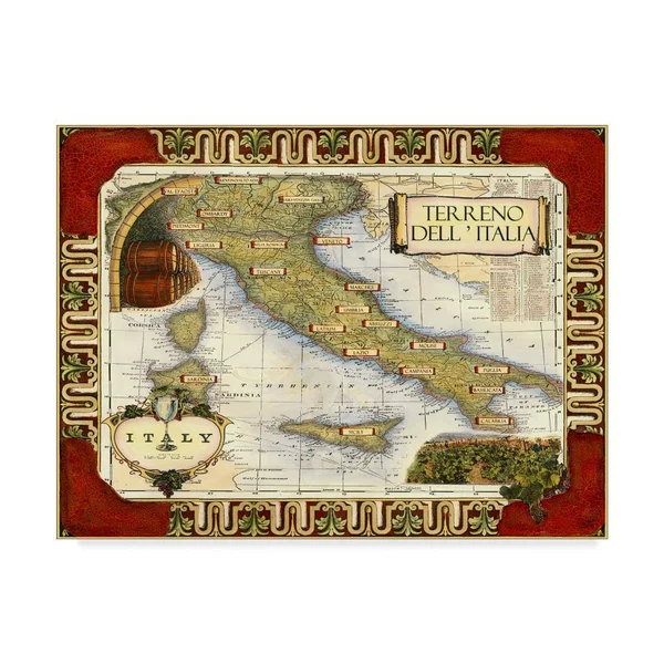 Trademark Fine Art Wag01890-C1824Gg Unknown 'Medium Wine Map I' Canvas