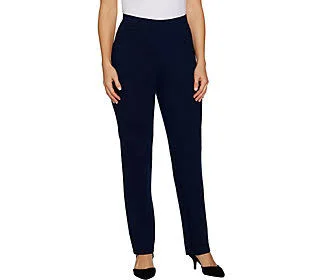 Susan Graver Regular Ponte Pull-On Straight LegPants - Size Medium, Navy