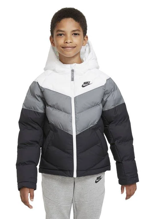 Nike Boys NSW Filled Jacket - White/Smoke Grey/Black/White Size M