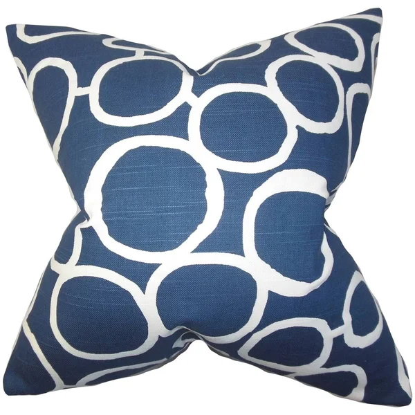 The Pillow Collection Titian Geometric Cotton Throw Pillow - Blue
