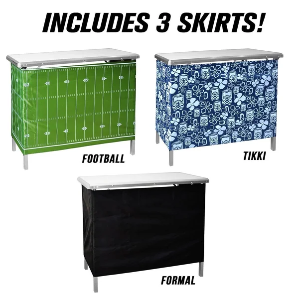 Gopong Portable High Top Party Bar Includes 3 Front Skirts and Carrying Case