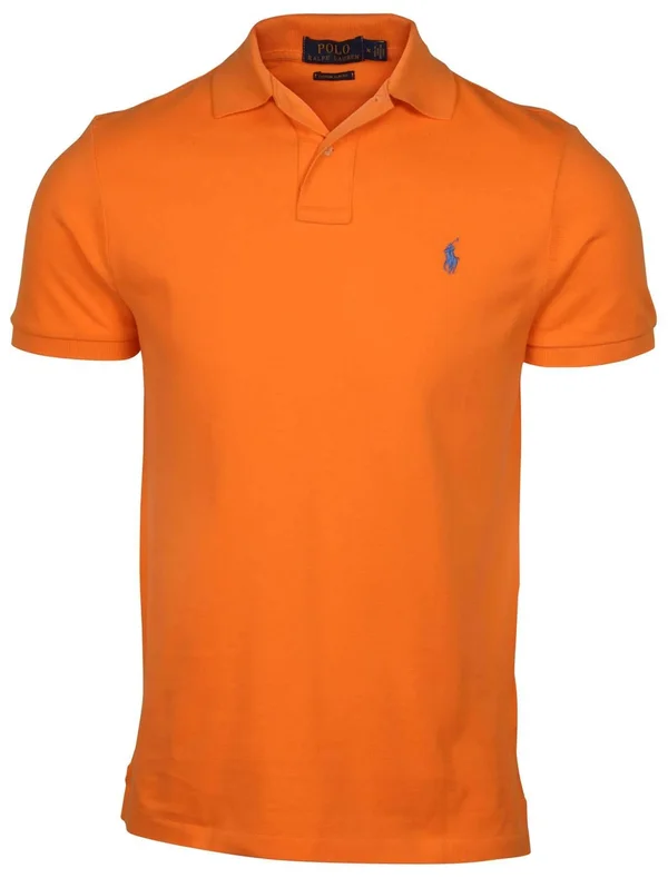 Polo Ralph Lauren Polo RL Men's Custom Slim Fit Mesh Pony Shirt (Small, Orange 085)